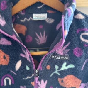 Columbia Kids' Fleece Half Zip - Navy and Pink Animal Print